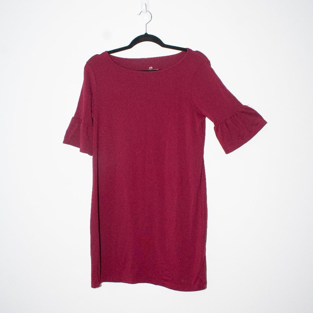Southern Tide XS Red GameDay Micro Stripe Performance Dress with Ruffled Sleeves